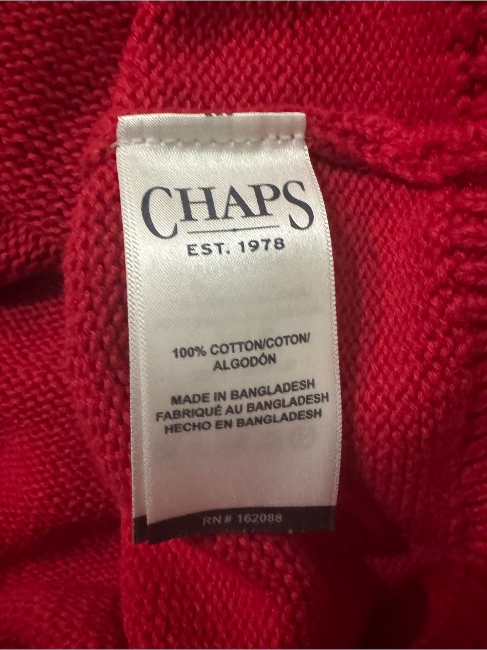 Chaps Men’s Red 100% Cotton Crewneck Sweater Embroidered Logo Medium NWT - Picture 15 of 16